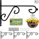 Plant Hanger Hook 4 Pack Hanging Basket Hooks,12in Metal Plant Wall Hanger,Plant Bracket Hook for Hanging Flower Baskets,Outdoor & Indoor Plant Hook Black by GreenHaven Gardens