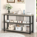 FOLUBAN Console Tables for Entryway, Sofa Table with 3 Tier Storage for Living Room Hallway Foyer Behind Couch, Rustic Light Grey by CozyNest Decor