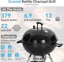 GREEN PARTY 22 inch Kettle Charcoal BBQ Grill with Wheels, Portable Charcoal Grill with Porcelain-Enameled Lid & Ash Catcher for Outdoor Cooking Barbecue Camping Picnics Tailgating by GreenHaven Gardens