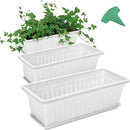 GROWNEER 3 Packs 17 Inches White Flower Window Box Plastic Vegetable Planters Long Pots with 15 Pcs Plant Labels for Outdoor Indoor Windowsill Patio Garden Home Decor Porch by GreenHaven Gardens