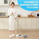 JOYMOOP White Broom and Dustpan Set, Upright Angle Design with Built-in Comb Teeth for Kitchen, Office, Pet Hair, Hard Floors by CozyNest Decor