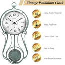 CLXEAST 20 Inch Metal Pendulum Wall Clock Battery Operated,Large Schoolhouse Wall Clocks for Living Room Decor,Antique Aged Teal Green Finish,House Warming Gifts New Home by CozyNest Decor