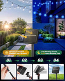 Solar String Lights Outdoor Waterproof, 2 Pack 60 LED 36.5 FT Each, 8 Lighting Modes Solar Powered Patio Lights for Garden Yard Porch Wedding Party Decor (Blue) by GreenHaven Gardens