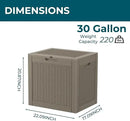 Vixzen 31 Gallon Resin Deck Box - Lockable Outdoor Storage for Patio Cushions, Garden Tools, Pool Supplies，Grey by CozyNest Decor