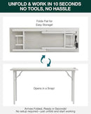 Frylr Small Folding Computer Desk – 55.1 Inch Portable Table for Craft and Study, Lightweight Desk for Small Spaces, Foldable Laptop Table Built-in AC/USB Outlets for Convenience, White Ash by CozyNest Decor