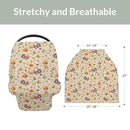 Thanksgiving Turkey Pumpkins Car Seat Covers Vintage Autumn Leaves Stretchy 5-in-1 Cover Adjustable Infant Carseat Cover Canopy Fall Harvest Breathable Nursing Cover-Up by TinyTreasures Baby Boutique