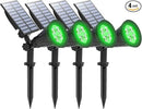 T-SUNUS Green Solar Landscape Lights Christmas 4 Pack, IP65 Waterproof Halloween Garden Pond Light, Auto-on/Off Security Spotlight for St. Patrick's Day Flag Tree Wall Patio Yard Driveway Pool Area by GreenHaven Gardens