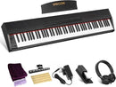 88 Key Digital Piano Keyboard for Beginners,Full Size Electric Piano Semi-Weighted Keyboard with Sheet Music Stand,Pedal,Headphone,Power Adapter,USB-MIDI Compatibility,Wood Grain Black by TinyTreasures Baby Boutique