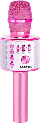 BONAOK Kids Karaoke Microphone, Wireless Bluetooth Microphone for Singing, Gift for Kids, Adults, Girls, Boys, Christmas Kids Toys Gifts for Ages 3, 4, 5, 6, 7, 8+ Years Old (Light Pinkcolor) by TinyTreasures Baby Boutique