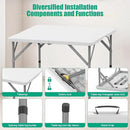 HLPB 34'' Square Folding Card Table, Fold-in-Half Portable Dining Table with Handle and Safety Lock, Foldable Plastic Dining Table Indoor Outdoor for Camping, Picnic and Party Event, White by GreenHaven Gardens