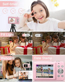 Digital Camera, FHD 1080P Point and Shoot Kids Camera, with 32GB Card, 2 Batteries, 16X Zoom Anti Shake Date Stamp, Compact Portable Small, for Starter Kid Children Teen Student Girl Boy(Pink) by TinyTreasures Baby Boutique