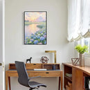 The hydrangea scenery all over the lake at sunset is suitable for posting in the living room bedroom office landscape poster wall painting by CozyNest Decor