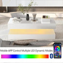 Uspeedy 47.3IN High Glossy LED Coffee Table,APP LED Lights,Black/White, Modern Furniture for Living Room (White) by CozyNest Decor