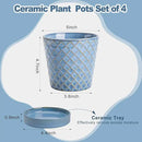EFISPSS Plant Pots, 5 Inch Pots for Indoor Plants, Planters with Drainage Hole and Saucer, Ceramic Flower Pots Desktop Office Windowsill Decoration Gift Set of 4 - Sky Blue by GreenHaven Gardens