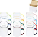 11oz White Ceramic Sublimation Coffee Mug in White Gift Box, 12 Mixed Colors Banded, Case of 12 by CozyNest Decor