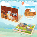 Wooden Farm Puzzles for Kids Age 3 4 5 Year Old, 4 Pack 24 Pcs Montessori Toddler Jigsaw Puzzles for Girl boy Activities Preschool Learning Educational Birthday Gift by TinyTreasures Baby Boutique