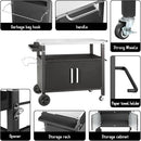 Dining Cart Table with Big Storage Cabinet, Movable Outdoor BBQ Grill Table Pizza Oven Stand, Kitchen Cart Island Multifunctional Food Prep for Inside and Outside by CozyNest Decor