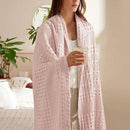PHF 100% Cotton Waffle Weave Throw Blanket, Soft Lightweight Breathable Cozy Summer Throws for Couch Bed Sofa, Luxury Aesthetic Woven Blanket for Home Decor & Office, 50"x60", Pink/Mauve by CozyNest Decor
