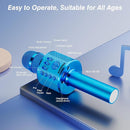 BONAOK Wireless Bluetooth Karaoke Microphone,3-in-1 Portable Handheld Karaoke Mic Speaker Machine Birthday Home Party for PC or All Smartphone (Q37 Blue) by TinyTreasures Baby Boutique