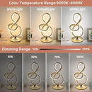 Modern Table Lamp, LED Bedside lamp with USB C+A ports, Touch Stepless Dimmable Nightstand lamp, Unique Spiral Table lamp for Bedroom Living Room Home Office, Spiral lamp for Ideal Gift, Gold by CozyNest Decor