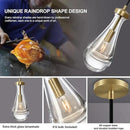 Raindrop Pendant Lights Set of 2, Brass Pendant Lights Kitchen Island, Gold Island Light for Kitchen Dining Room Light Fixture, Chandelier for Living Room Bedroom Bathroom, Bulb Included by CozyNest Decor