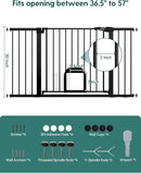 Babelio 36.5-57" Extra Wide Baby Gate with Cat Door,Auto Close&Two Way Swing,Pressure Mounted Dog Gates for Stairs,Doorways,Includes 4 Wall Cups and 3 Extension Pieces,Black by TinyTreasures Baby Boutique