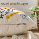 Embroidered Throw Pillow Cover 18x18 Classic Boho Floral Pattern Pillows Cover Outdoor Decorative Pillowcase,Durable Cozy Textured Cushion Case for Sofa Couch Bed Living Room,Yellow