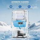 Commercial Ice Maker Machine 130 LBS/24H, 45 Ice Trays Freestanding & Undercounter Ice Machine Stainless Steel with 20 LBS Ice Storage Capacity, Ice Maker with Water Line and Filter, Dual Water Inlet by CozyNest Decor