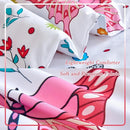 PERFEMET 4-Piece Girls Butterfly Bedding in Pink Floral - Reversible Colorful Flower Toddler Bed Comforter Set for All Season (White, Butterfly) by TinyTreasures Baby Boutique