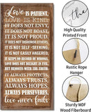 1 Corinthians 13:4-8 Inspirational Hanging Wood Decor Sign, Printed Wood Sign, Love is Patient, Love is Kind Quote, Hanging Bible Verses Woods Wall Signs, Rustic Home Decor Signs, Christian Gift I1 by CozyNest Decor