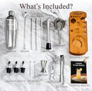 KITESSENSU Cocktail Shaker Set Bartender Kit with Stand | Bar Set Drink Mixer Set with All Essential Accessory Tools: Martini Shaker, Jigger, Strainer, Mixer Spoon, Muddler, Liquor Pourers |Silver by CozyNest Decor