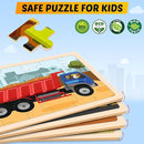 Wooden Puzzles for Kids Ages 4-6, 4 Packs 24 PCS Construction Vehicle Jigsaw Puzzles for Kids Ages 3-5, Preschool Educational Puzzles Boards Toys Gifts for Boys Girls by TinyTreasures Baby Boutique