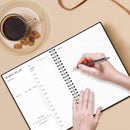 Daily Planner Undated - A5 To Do List Notebook Hourly Schedules, Spiral Appointment Planner for Women and Men, PVC Hardcover, Inner Pocket, Elastic Closure, 5.8" x 8.3", Black by TinyTreasures Baby Boutique