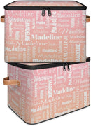 Custom Storage Basket with Name, Personalized Storage Bins with Zipper Lid, Foldable Fabric Storage Box Large capacity with Handle Pink Orange by TinyTreasures Baby Boutique