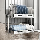 Dish Drying Rack with Drain Board - Rustproof Stainless Steel Dish Rack with Utensil Holder,Dish Racks for Kitchen Counter Over Sink,Over-Sink Drying Rack(Wall-Mounted,Second Floor) by CozyNest Decor