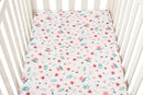 Pack n Play Sheet Stretchy Fitted Portable Mini Crib Sheets Set 3 Pack,Playard Sheets Convertible Playard Mattress Cover,Ultra Soft Jersey Material,Floral,Grey Rabbit & Pink by TinyTreasures Baby Boutique