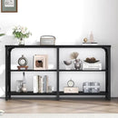 LVB Black Console Table, Modern Entryway Table with 3 Tier Storage Shelves, Industrial Sofa Table Behind Couch for Living Room, Farmhouse Wood Metal Entry Table for Hallway Foyer, Black Oak, 55 Inch by CozyNest Decor