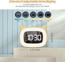 Kids Alarm Clock with Night Light & 18 Ringtones,Rechargeable,Cute Cat Ear Clock for Boys Girls Birthday Presents,Digital Clock for Children's Bedroom(Yellow) by TinyTreasures Baby Boutique