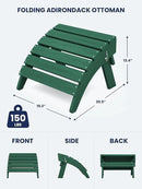 KINGYES Folding Adirondack Ottomans Set of 2 for Adirondack Chair, Green by CozyNest Decor