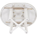 5-Piece Dining Table Set, Two-Size Round To Oval Extendable Butterfly Leaf Wood Dining Table and 4 Upholstered Dining Chairs with Armrests (Brown+White)