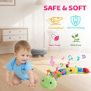 Baby Sensory Toys 0-12 Months, Plush Toys with Music and Rattle, Suitable for Newborn Baby Tummy time, can be Used as a Newborn Birthday, Holiday, Baptism Gift (Green Caterpillar) by TinyTreasures Baby Boutique