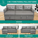Naomi Home Modern Sectional Sofa with Storage Chaise Gray/Air Leather by CozyNest Decor