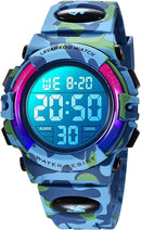 Kids Watch,Boys Watch for 3-15 Year Old Boys,Digital Sport Outdoor Multifunctional Chronograph LED 50 M Waterproof Alarm Calendar Analog Watch for Children with Silicone Band,Kids Gift by TinyTreasures Baby Boutique