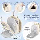 RUVALINO Diaper Bag Backpack-Multifunction Baby Travel Bag with Changing pad, Insulated Bottle Holders & Pacifier Case, Large Capacity, Waterproof, Beige by TinyTreasures Baby Boutique