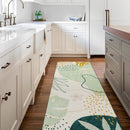 Lahome Green Hallway Runner - 2x6 Washable Kitchen Rug Boho Non-Slip Low-Pile Laundry Room Rug Soft Bathroom Runner Botanical Print Throw Carpet for Entrance Bedroom Living Room by TinyTreasures Baby Boutique