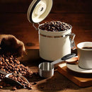 ShanSon Coffee Canister Airtight Coffee Container Stainless Steel Coffee Bean Storage Container with Scoop Coffee Canister for Beans Grounds Sugar Flour Tea Cereal,11OZ, Beige by CozyNest Decor