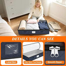 SpaceWhisper 90L Under Bed Storage Containers, 4-Pack Storage Bins with Clear Top, Foldable Closet Organizers and Storage with Label Holder for Clothing, Blankets, Comforter & Pillows(Blue) by CozyNest Decor
