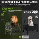 LEVELEVE Heavy Duty Folding Wagon - 2-in-1 Collapsible Cart, 400lb Capacity, All-Terrain Wheels w/Brakes & Side Pockets (Army Green) by GreenHaven Gardens
