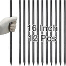 VVOKGO Rebar Stakes 16 Inches Ground Concrete Form Stakes (12pcs), Straight Metal Spikes Heavy Duty with Chisel Point End, 5/16" Diameter Steel Anchors for Fence, Concrete Timber, Garden Plants, Black by CozyNest Decor