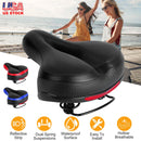 Bike Seat Water-Resistant Comfortable Bicycle Padded Saddle Wear Resistant Hollow Leather  _x000B__x000B_Seat Cushion w/ Dual Springs Reflective Strip for Mountai